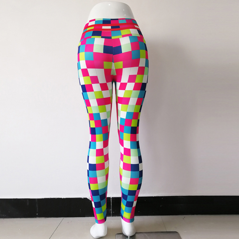 Pantaloni fitness traspiranti con stampa digitale a mosaico, pantaloni da yoga con leggings dimagranti e ad asciugatura rapida_voghion.com