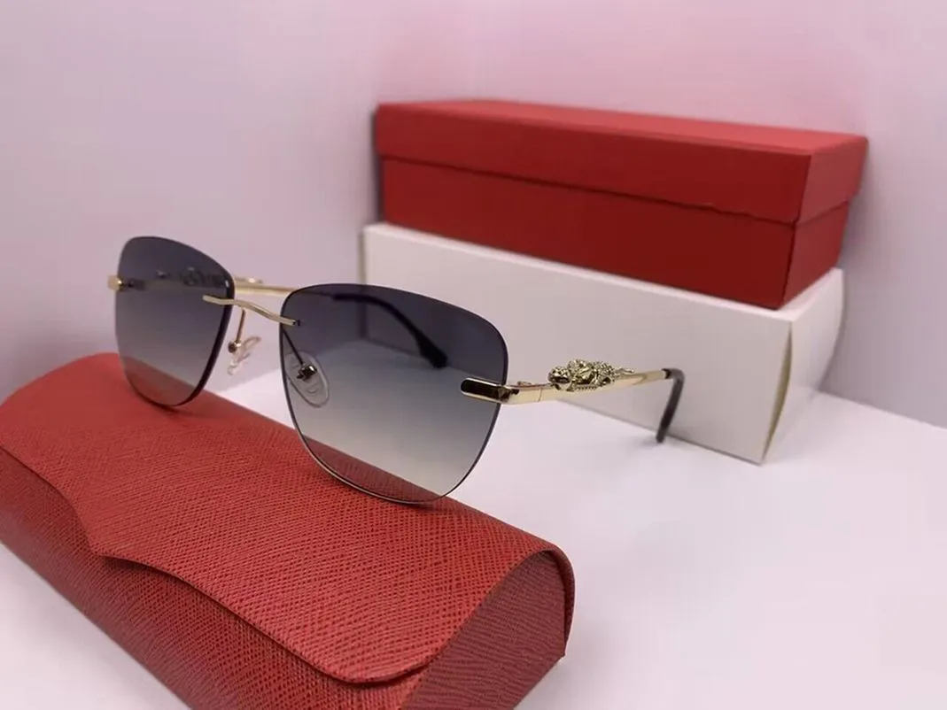 Occhiali da sole firmati per uomo e donna, montatura per occhiali da sole quadrati senza montatura, classici vintage, anti-UV, nuovi da guida_voghion.com