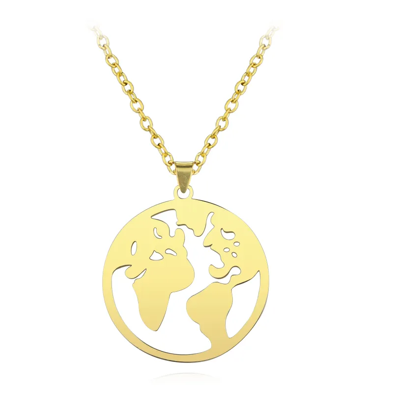 Colliers pendentifs créatifs Globe Charm Boho Jewelry Earth Travel pour femmes et hommes Cadeaux Collier cadeau d'anniversaire_voghion.com