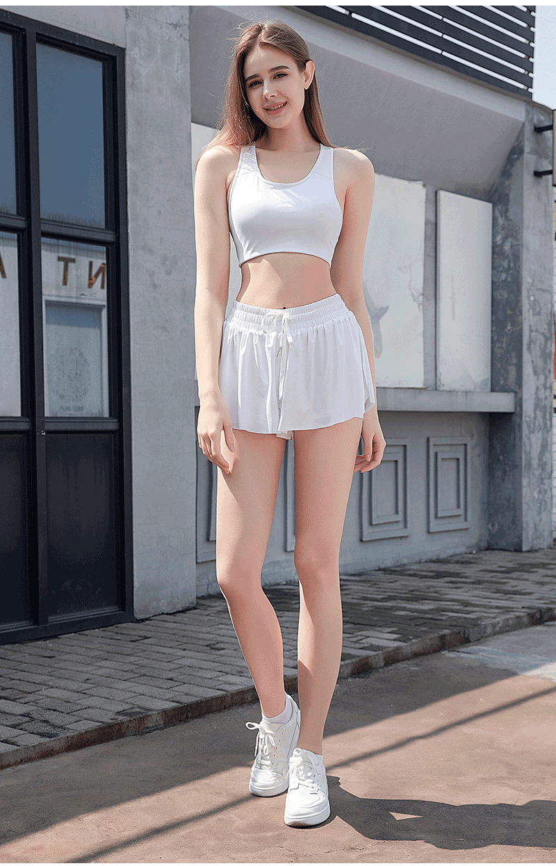 2-in-1 Yoga Pants Running Fitness Tennis Skirt Plus Size Women's Sports Shorts_voghion.com