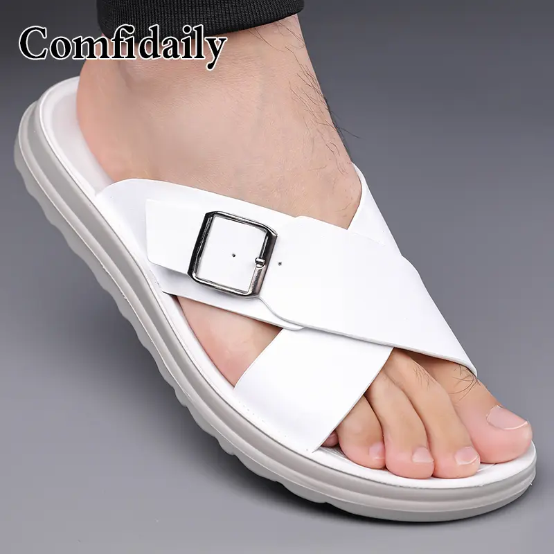 Leren heren slippers voor strand en casual gebruik_voghion.com