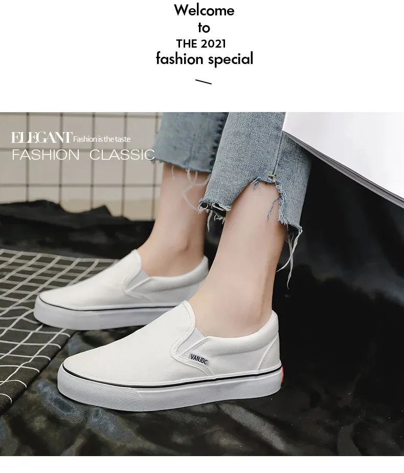 Weiße Canvas Damen Paar Slipper Flache Bequeme Casual Fashion Plateau Damen Vulkanisierte Schuhe atillas Mujer 240607_voghion.com