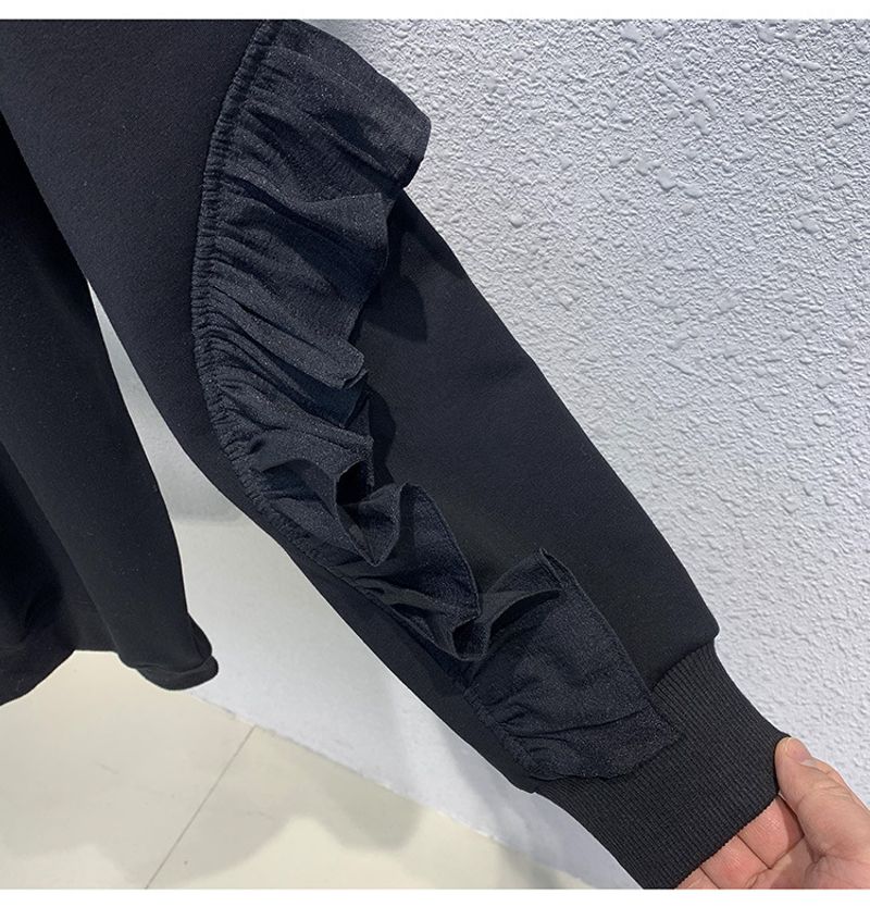 Maglione sottile con arricciature e cuciture da donna, autunno, nuovo, pesante, perla, nicchia, top largo_voghion.com