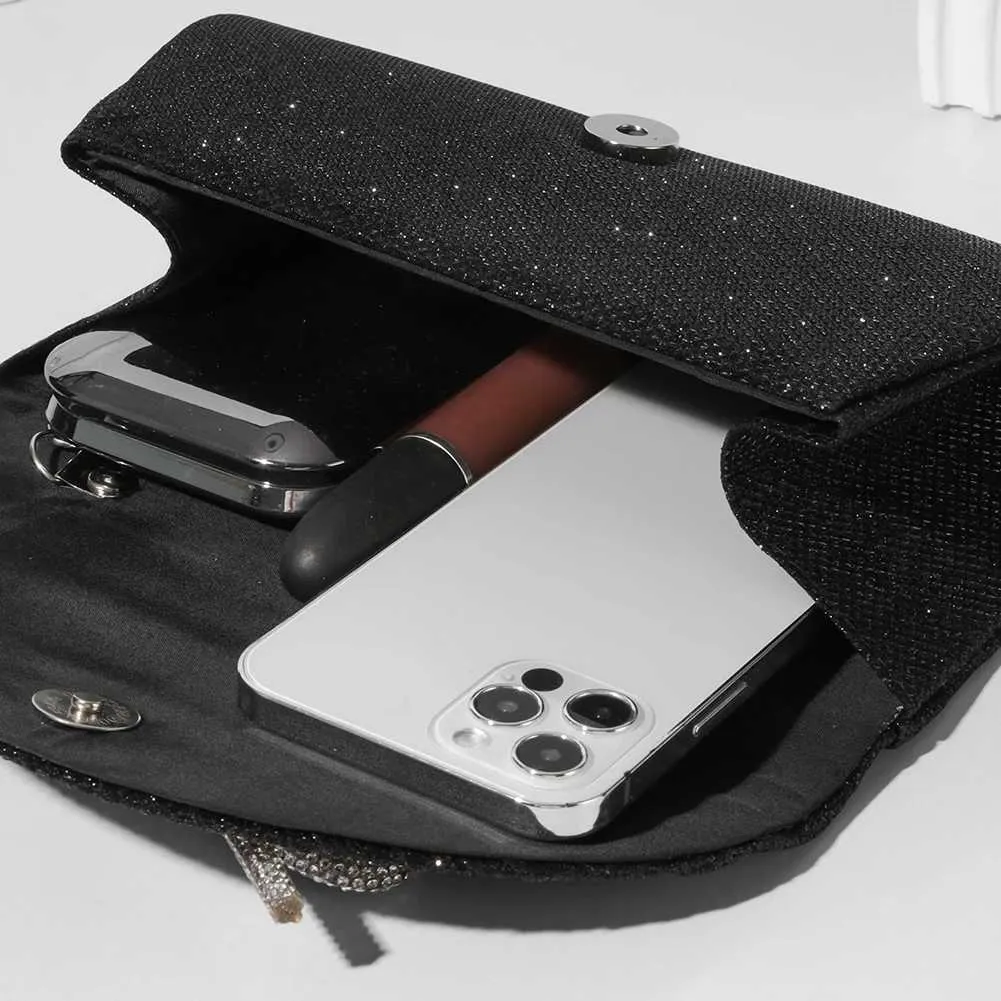 Elegante pochette con fiocco in cristallo scintillante da donna, con busta, per cena, sera, matrimonio, festa, ballo, portafoglio Y241019_voghion.com