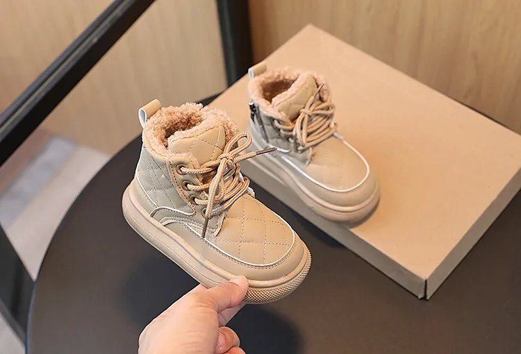 2025 Moda Plaid Autunno Bambina Scarpe Ragazzi Caviglia Flessibile Fondo Spesso Bambini Stivali da Neve Littlesprouts Nuovi Bambini_voghion.com
