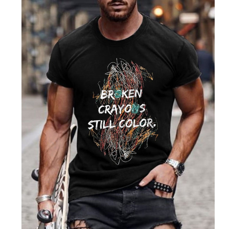 15 Colors Round Neck Printed T-Shirt European And American Cross-Border Summer Hot Sale Pure Cotton Casual Versatile_voghion.com