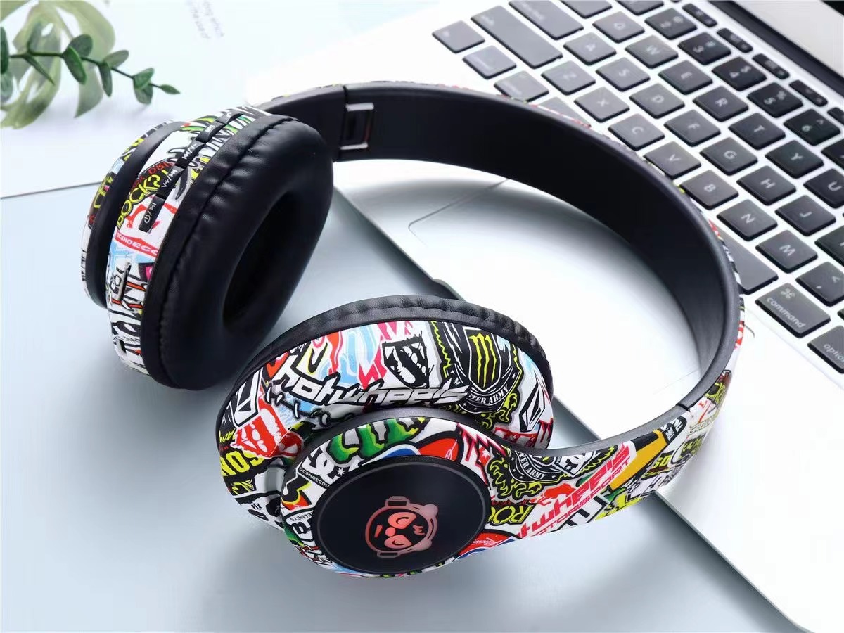 Cuffie auricolari Bluetooth XX-1102 Graffiti economiche Cuffie over-ear Cuffie da gioco per PC wireless_voghion.com
