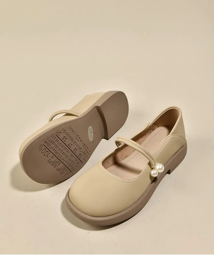 Damen Mary Jane Ballerinas Aus Echtem Leder Für Den Frühling_voghion.com