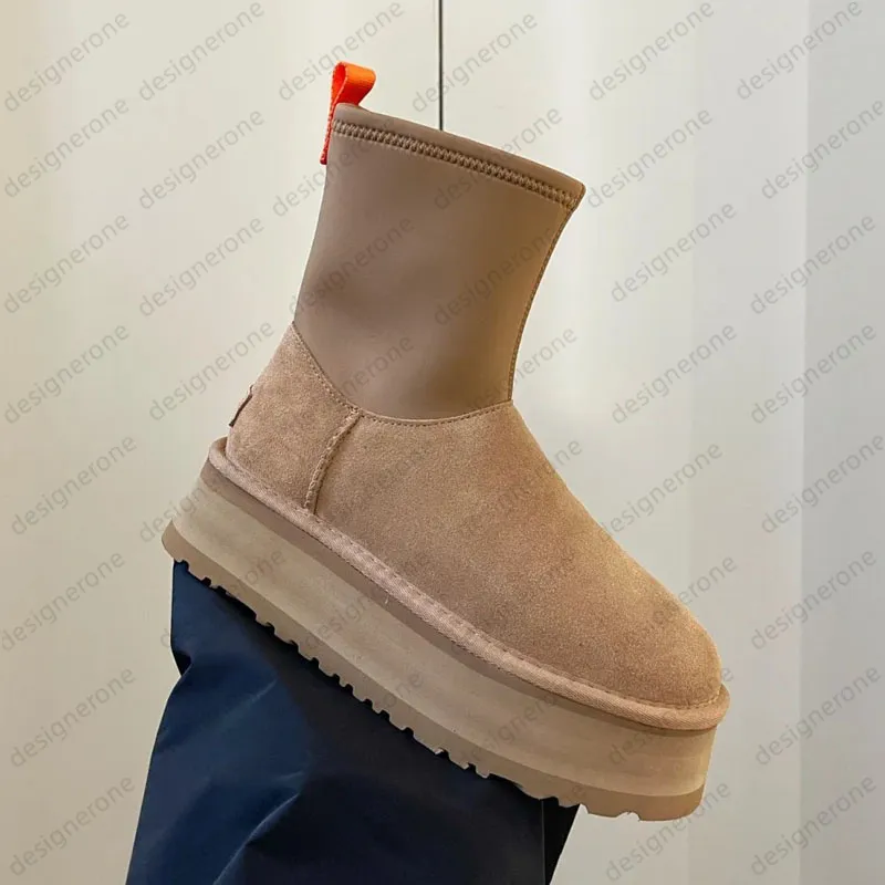 W Dipper Tasman Platform DIPPER Chesut Fur Slides Sheepskin Classic Ultra Mini women Snow boots Winter plush and thick_voghion.com
