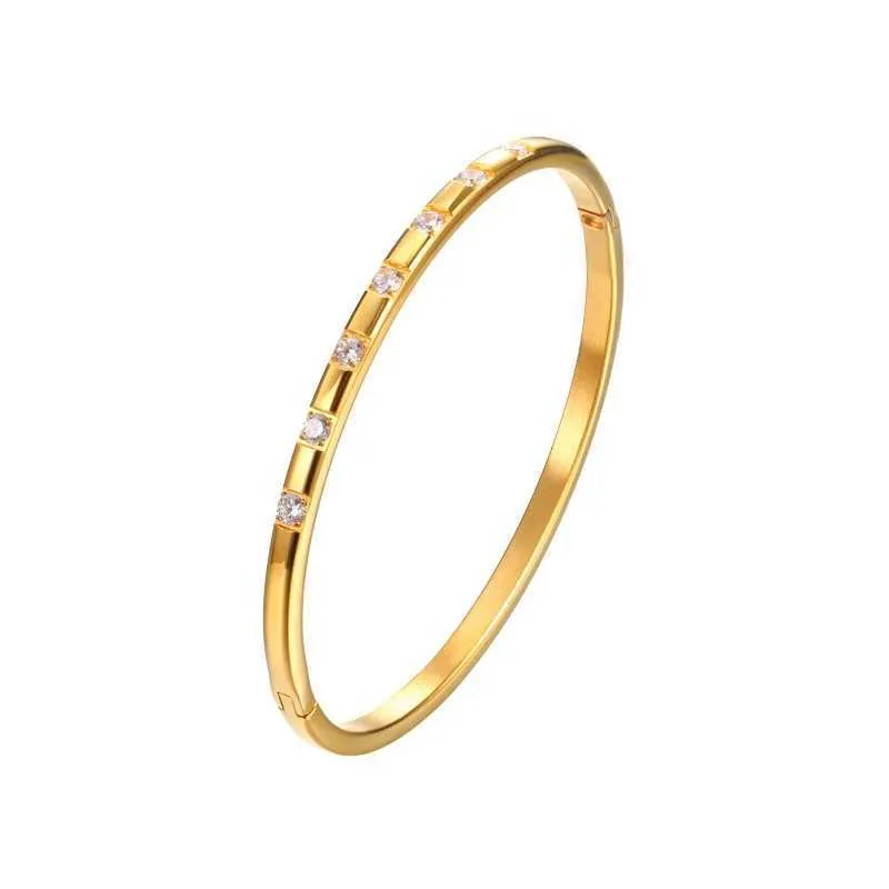 New Waterproof Stainless Steel Stacking Open CZ Cuff Bangles Gold Plated Star Zircon Bracelet Women INS Summer 2022_voghion.com