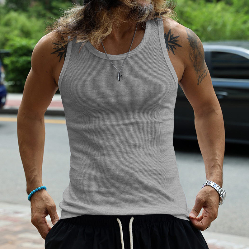 24 New American Herren Tank Top Slim Fit Freizeit Sport Herren Frühjahr/Sommer Unterteil Thread Tank Top_voghion.com