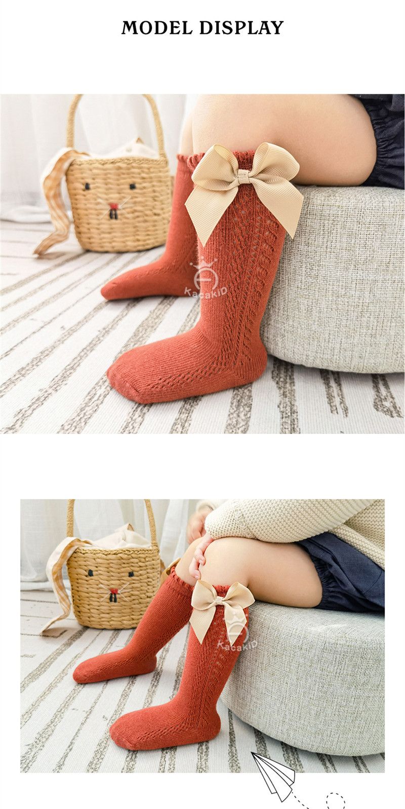 Neu Sommer Baby Knie Hohe Socken Kinder Mädchen Bogen Lange Socke Weiche Baumwolle Mesh Atmungsaktive Kinder_voghion.com