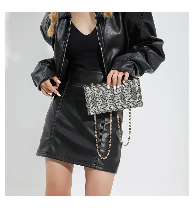 Geantă de mână Dia pentru cină, petrecere, nuntă, clip, seară, lanțuri, geantă de umăr crossbody cu paiete, Clutch 240830_voghion.com