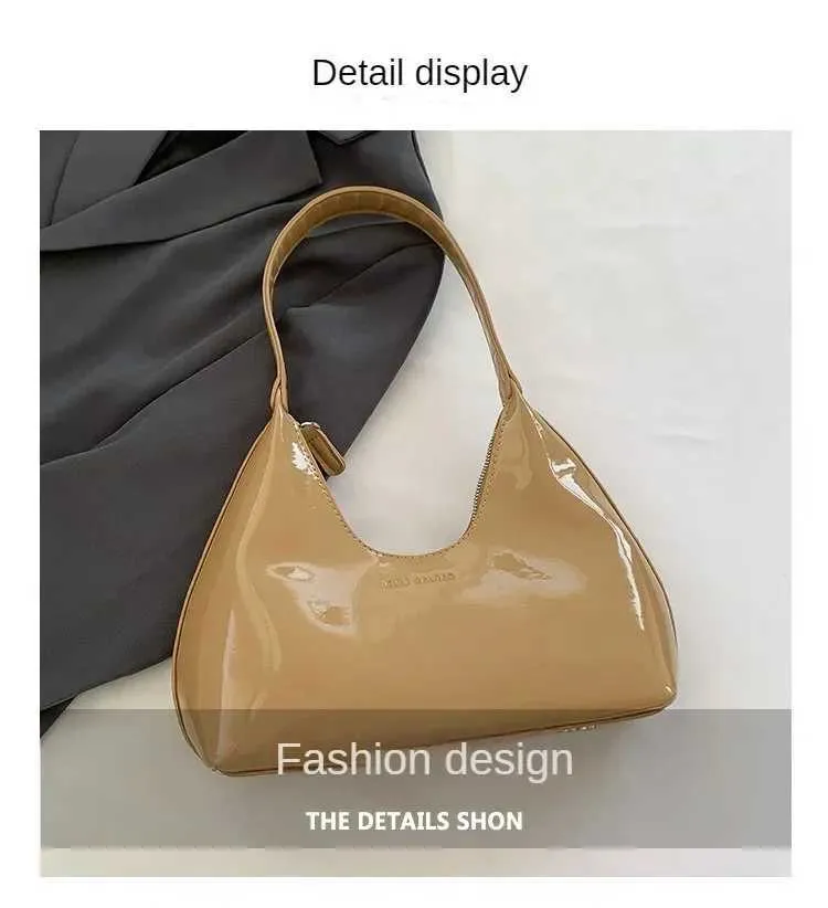 Trendy Designer Solid Schëllertaschen fir Fraen Handtaschen a Portemonnaien 2024 Nei Moud Lackleder Ënneraarm Damen_voghion.com