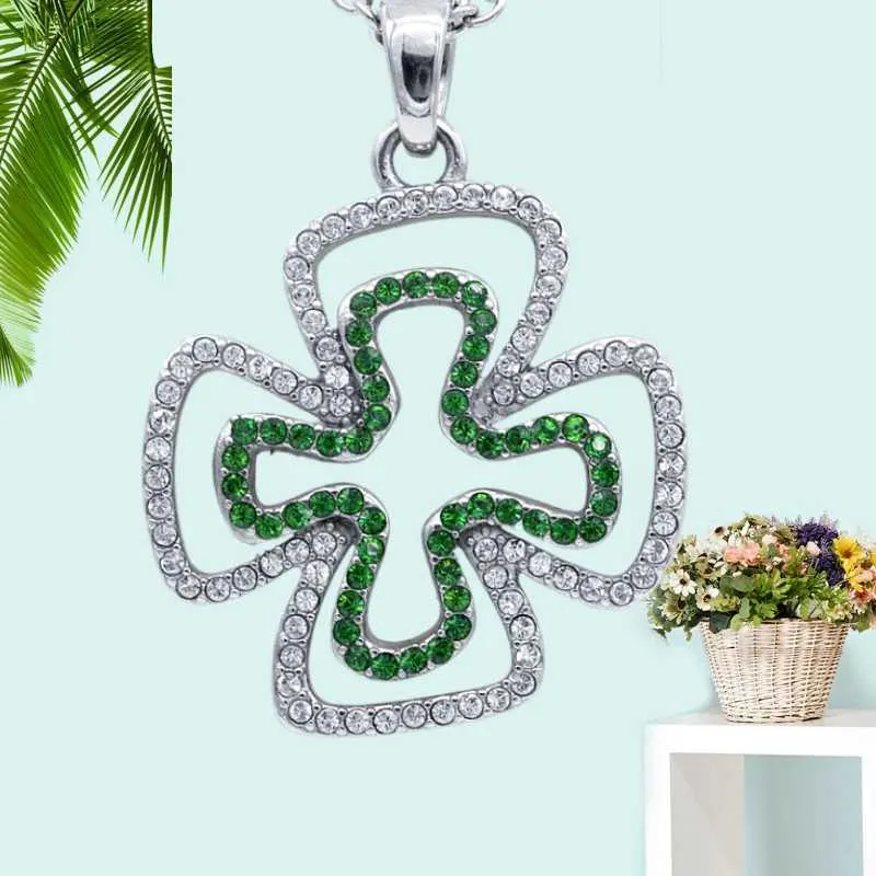Anhänger Halsketten Mode einkommen dominierenden zwei-blatt halskette weiß grün schmuck mädchen vier-blatt klee geschenk_voghion.com