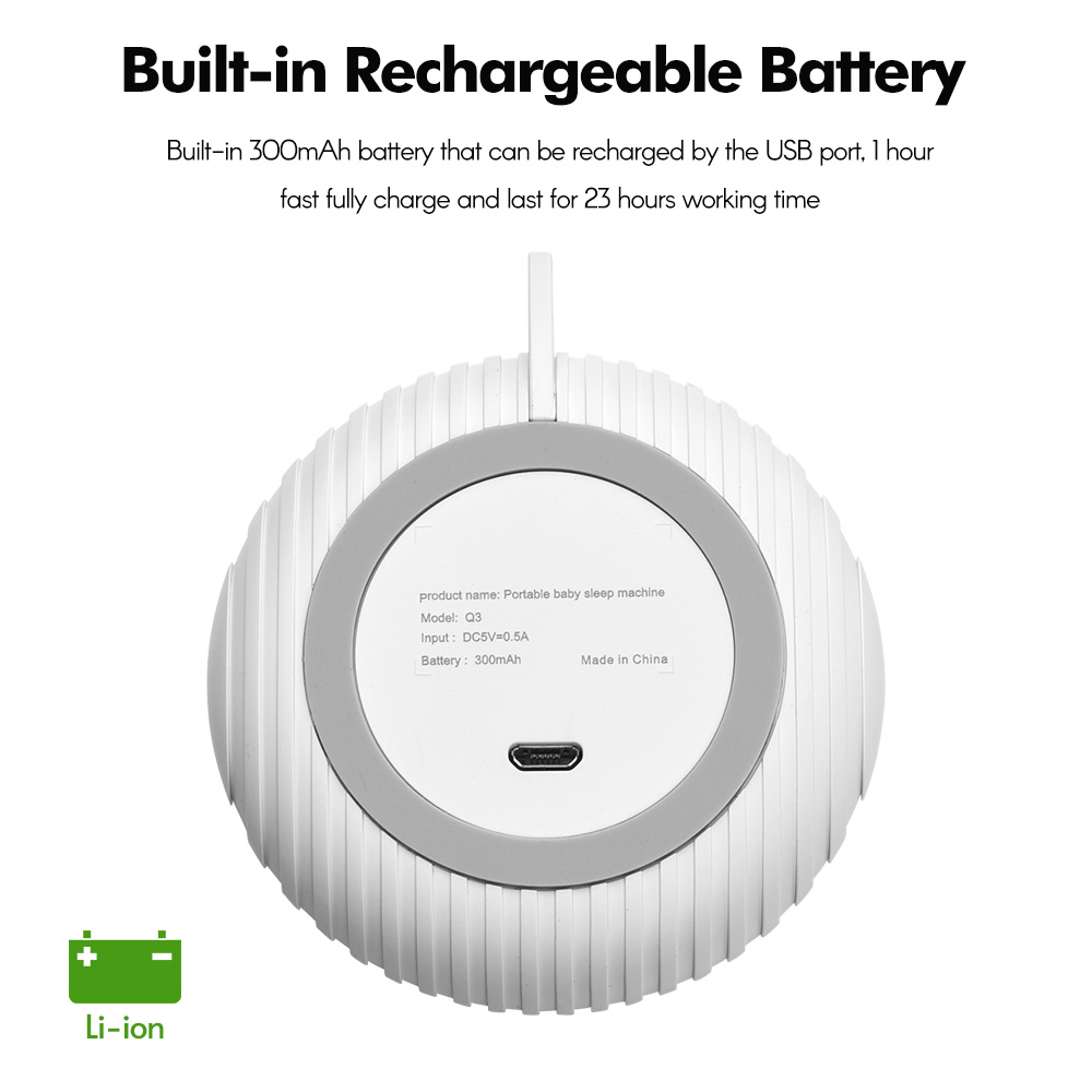 Baby White Noise Machine USB Rechargeable Timed Shutdown Sound Machine Sleep Soother Relaxation Monitor For Baby Adult Office_voghion.com