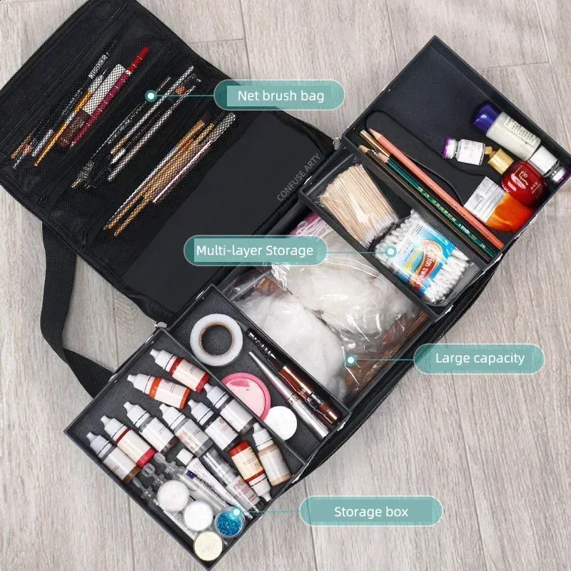 Large Capacity Make up bag Multi-layer Manicure Hairdressing Embroidery Tool Kit Cosmetics Storage Case Toiletry Bag_voghion.com
