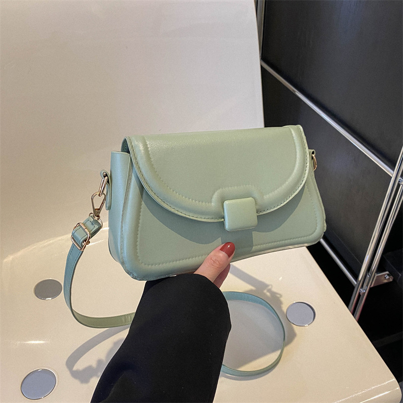 solid color bag female this year's popular fashion female bag temperament saddle bag shoulder messenger bag