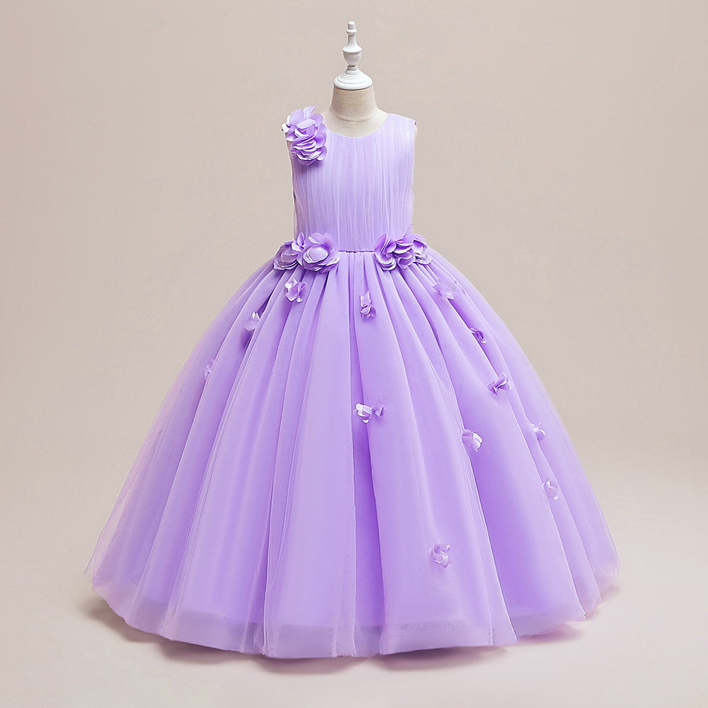 2024 primavera nuevo vestido de noche vestido de princesa apliques tridimensionales malla vestido esponjoso anfitrión de la fiesta