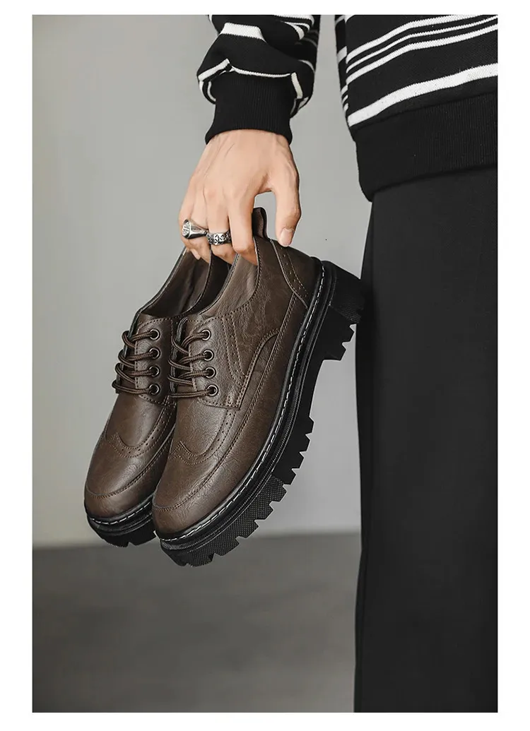 STRONGSHEN Heren Casual Leren Dikke Zool Formele Mode Handgemaakte Brogue Zakelijke Schoenen Oxford Atos Hombre 240614_voghion.com