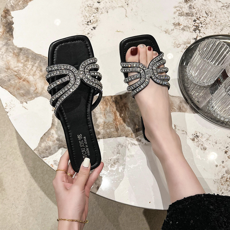 Damenschuhe in den Größen 35-44, Water Diamond Flache Sandalen Damen 41, Lässige Strand-Flip-Flops mit weicher Sohle für den Sommer_voghion.com