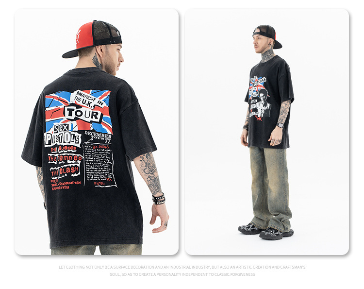 Vêtements pour hommes SUP | T-shirt à manches courtes pour hommes, nouvelle marque de mode d'été 2024, groupe de punk rock High Street_voghion.com