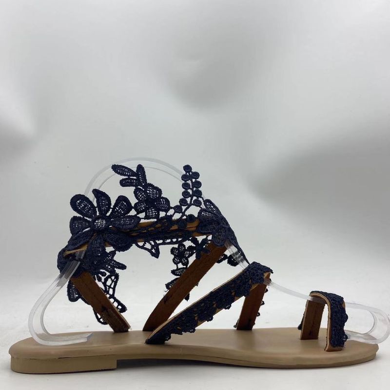 solid color open toe wer flat heel sandals large size 35-43_voghion.com