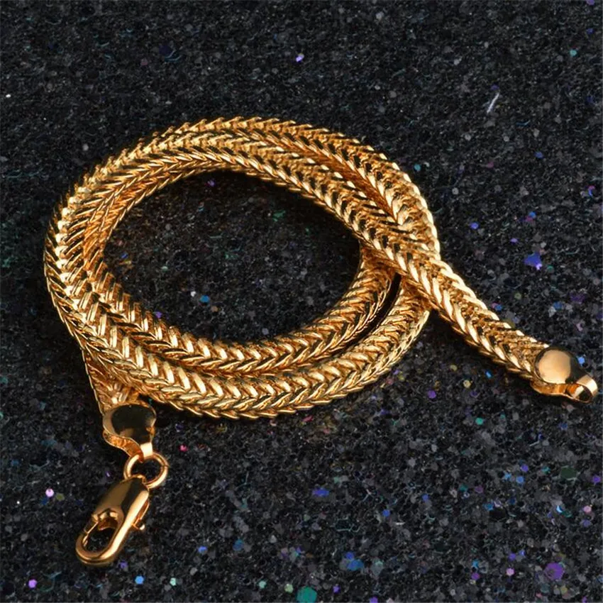 Chaînes Collier Chaîne en Or Bijoux Fantaisie 18 K 6MM 50CM 20 Pouces Hommes Motif Géométrique Chaîne SerpentChaînes Sidn22_voghion.com