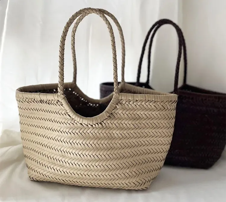 Echtes Leder Geflochtene Schultertasche Damen Sommer Tasche_voghion.com