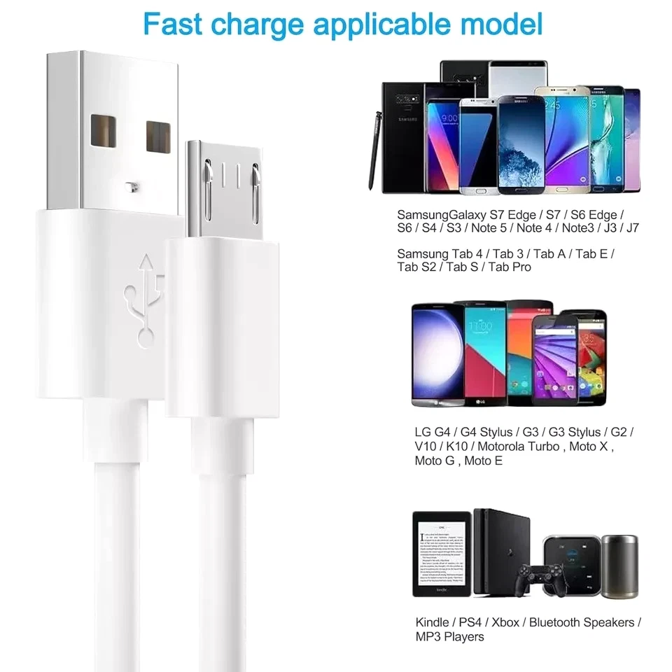 Câble de charge rapide micro USB 3/6 pieds pour chargeur de téléphone Samsung Android LOT_voghion.com