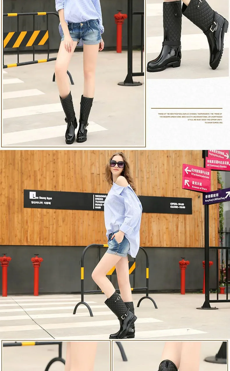 Fashion High Quality Water Shoes Warm Plaidlady Womens Rain Boots 241126_voghion.com