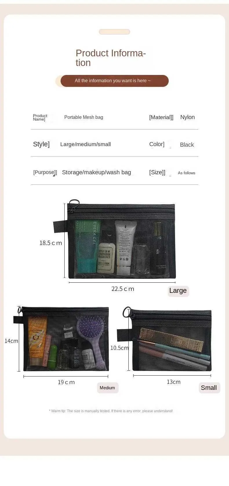 Make-up-Pinsel Reise-Make-up-Organizer Herren Beauty-Tools Mesh Dopp Kit Wäschesack Zubehör Y241023_voghion.com