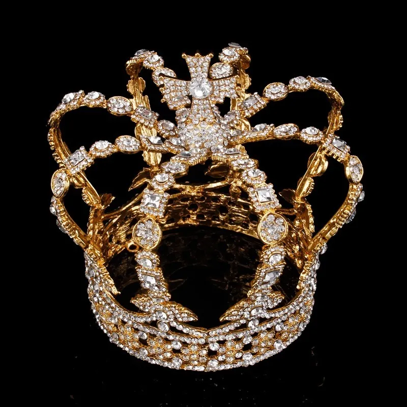 Corona di cristallo da regina e re, diademi e corone da sposa, copricapo da sposa, diadema da concorso, gioielli per capelli, accessori_voghion.com
