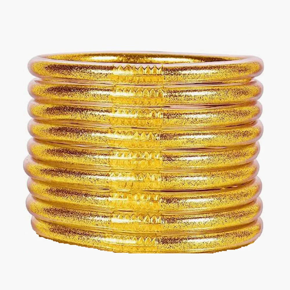 Bangle 9pcs/set Glitter Jelly Bangles Bracelets Set For Women Filled Silicone Girls_ipsvogv.com