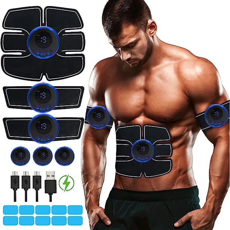 Adhesivo abdominal Ems, estimulador muscular eléctrico, USB ASTE, masajeador corporal para adelgazar, inalámbrico, pantalla LCD,_voghion.com