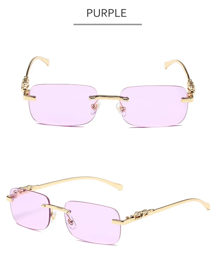Vintage Sonnenbrille Eckig Rahmenlos Für Damen Und Herren_voghion.com
