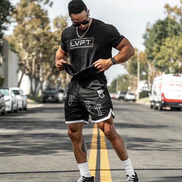 2022 Spring/Summer New Men's Quick Drying Capris Fitness Sports Leisure Fashion Brand Loose Shorts Large Elastic Pants_voghion.com