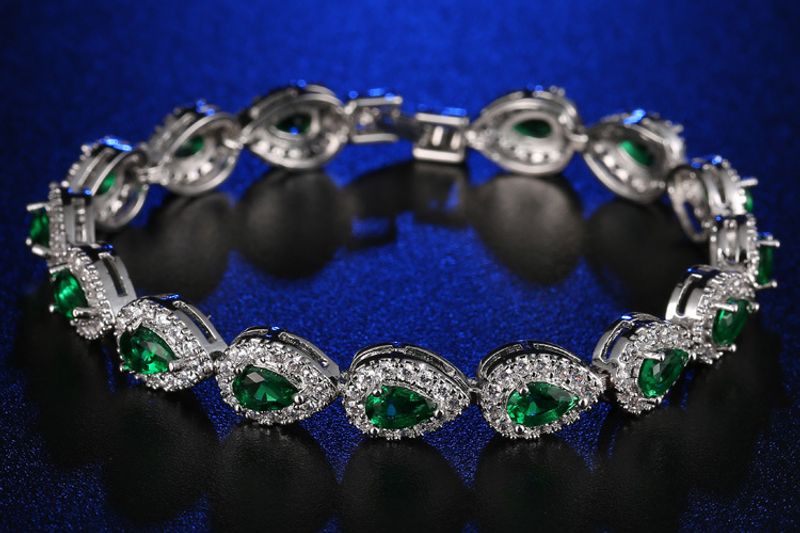 Pulseira feminina de zircônia com gota d'água e joias da moda Ruose_voghion.com