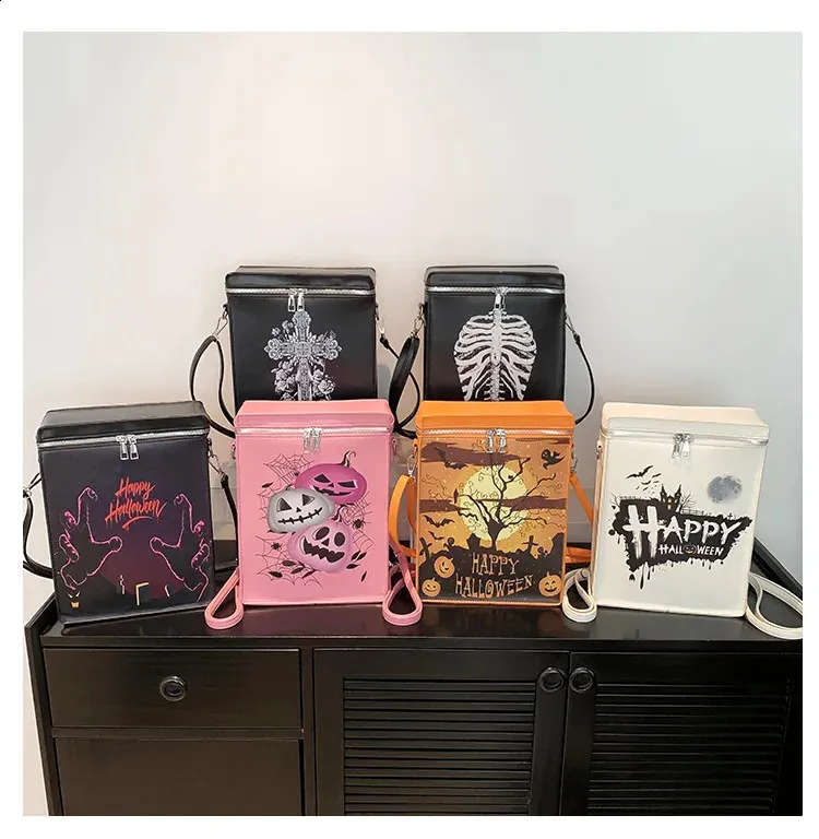 Lustiger süßer Schulrucksack für Mädchen, Damen-Handtasche, schwarz, Gothic-Punk-Stil 240912_voghion.com