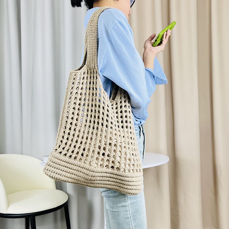 Vintage Hohl Design Gewebte Frauen Schulter Tasche Stricken Große Kapazität Handtaschen Sommer Reise Shopper Tote Für_voghion.com