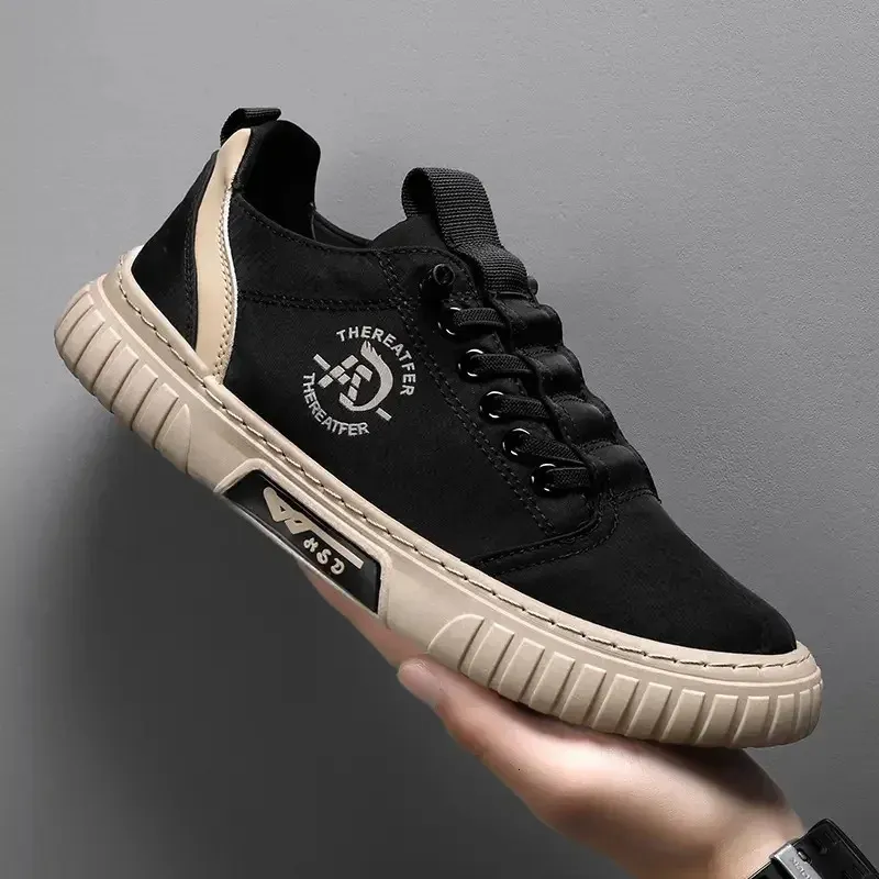 Baskets noires décontractées et respirantes pour hommes, chaussures de conduite, de marche, de tennis, de skate, plates, Zapatillas Hombre 240617_voghion.com