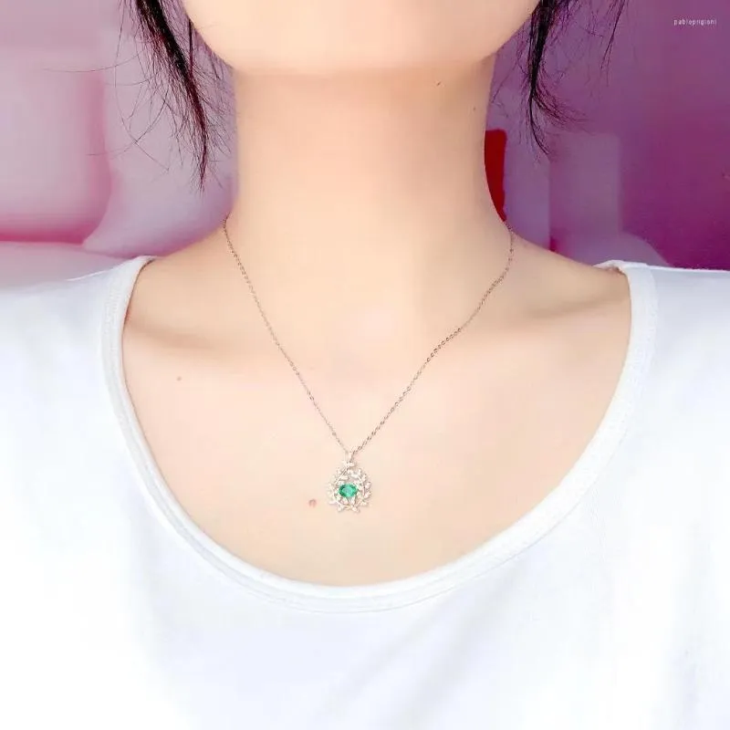 Ketten MeibaPJ Natürlicher Smaragd Edelstein Olivenzweig Anhänger Halskette Echter reiner Sier Grüner Stein Feiner Hochzeitsschmuck_voghion.com