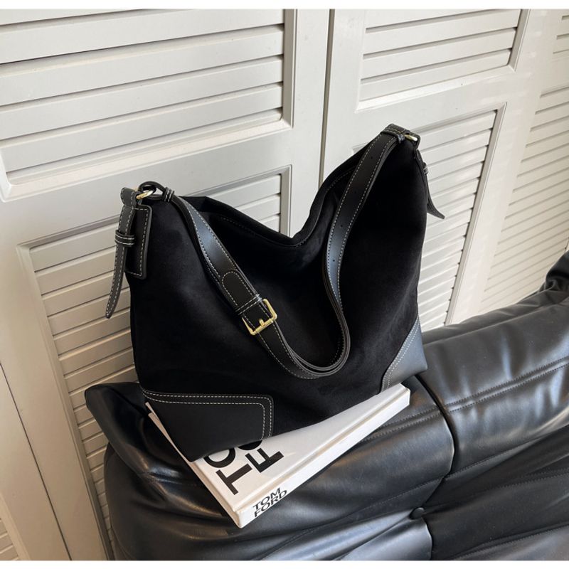 Suede Shoulder Bag For Women Large Capacity Trendy Tote Bucket Bag_voghion.com