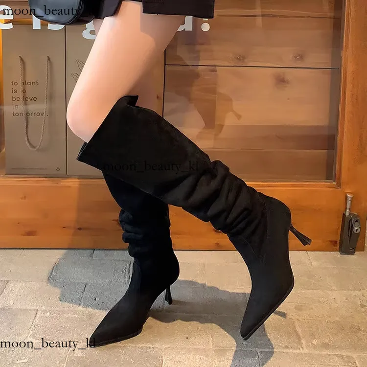 Designer Boot American Retro Western For Women Thin Heels, Pointed Toes Stacked Wide Large Tube, Circumference, Spicy_voghion.com