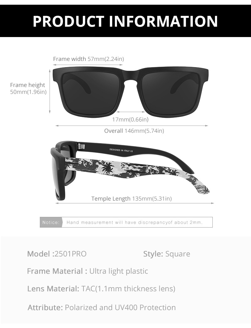 KDEAM Occhiali da sole polarizzati colorati con vera pellicola Occhiali da sole casual con scatola Occhiali alla moda colorati KD2501PRO_voghion.com