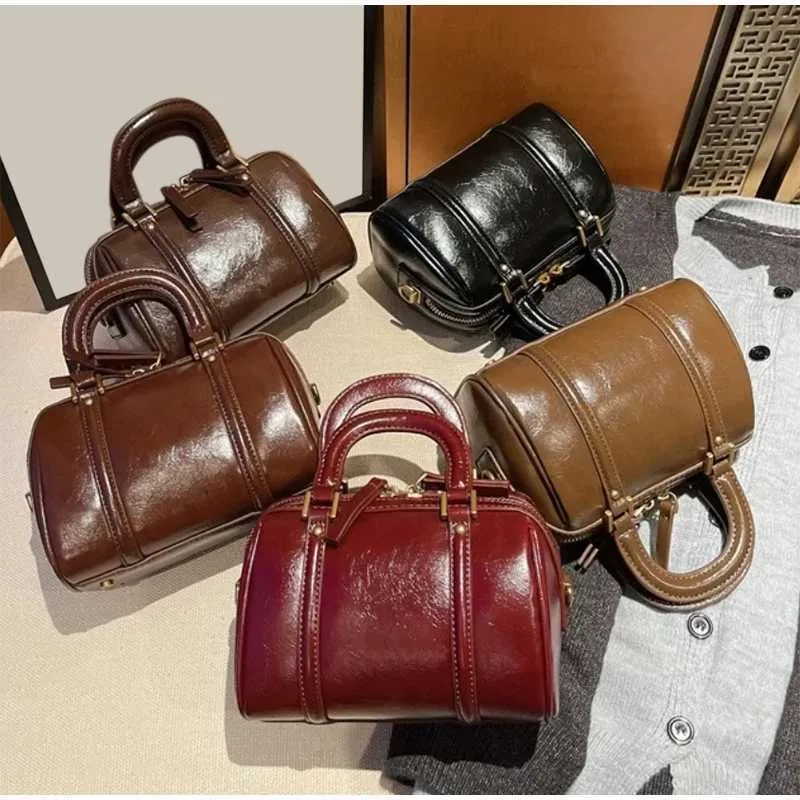 Niche Hand Boston Bags Pro ženy 2025 Retro Módní Dámská Jedno Rameno Crossbody Taška Hovězí Kožené Kabelky S_voghion.com