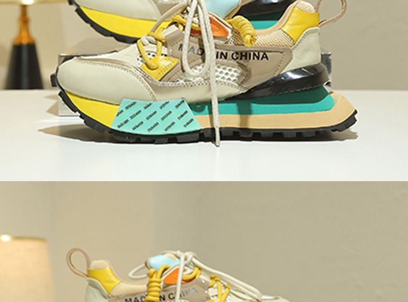 Stivali alla moda in mesh traspirante color block, nuovi stivali da donna casual con soletta rialzata e tacco alto_voghion.com