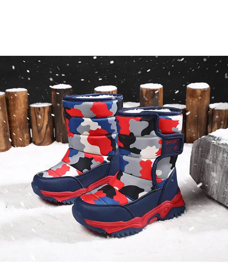 Bambini Neve 2024 Inverno Nuovo Ragazzi Antiscivolo Impermeabile Stivali Ragazze Cashmere Spesso Cotone Caldo Scarpe Taglie US9C-US6Y_voghion.com