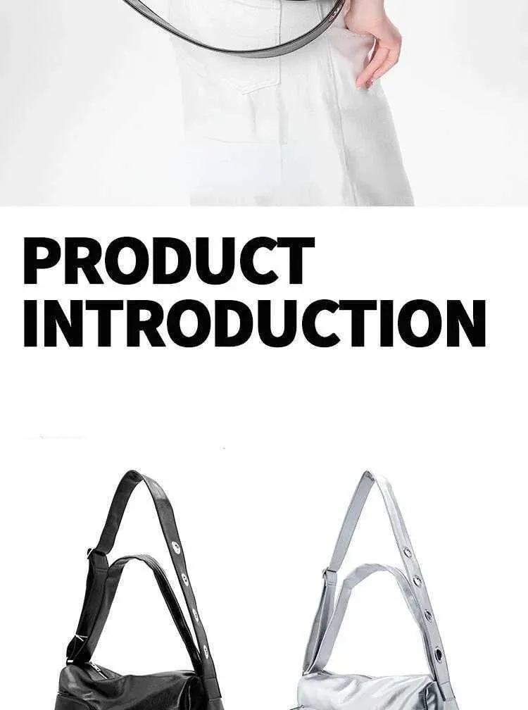 Sier Y2k S For Women Aesthetic Designer Large Capacity Shoulder Bag Commuter Pu Leather Shopper Handba241211_voghion.com