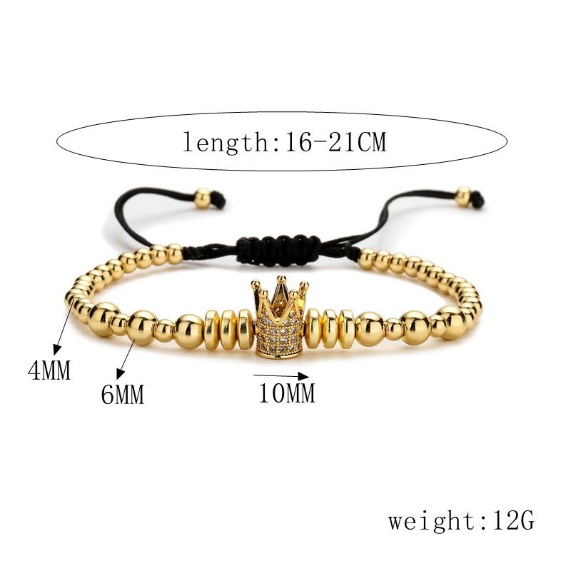 Kupfer einfache Stil Teufelsauge Krone Lächeln Gesicht Armbänder_voghion.com